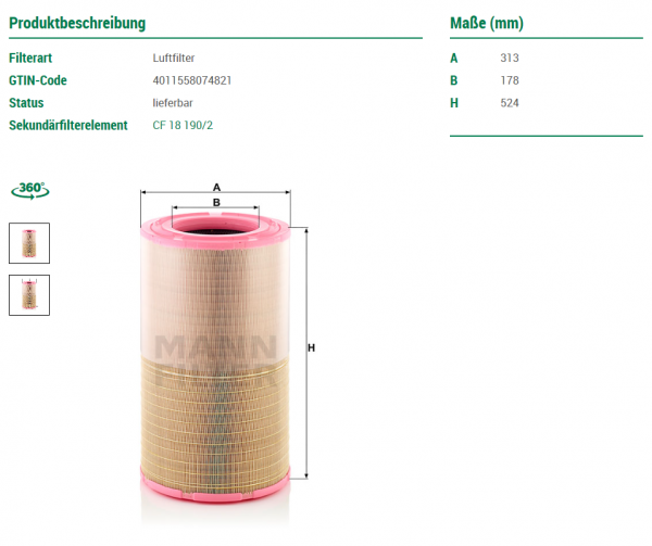 MANN MANN-Filter C 32 1700/3 - Stück